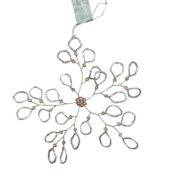 Seasons of Cannon Falls Ornaments Glass & Wire Beaded Snowflake Assorted 3pc - Picture 3 of 12